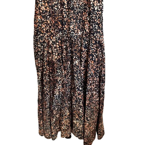 Acler NWOT Warner Belted Dress Puff Sleeves Linen A Line Maxi Black Brown Size 6 - Picture 5 of 15